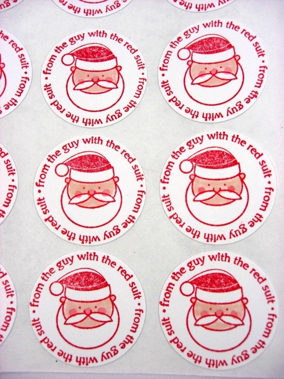 Santa Stickers, From the Guy With the Red Suit, Christmas - Set of 12 1 1/4 inch Round Il_570xn