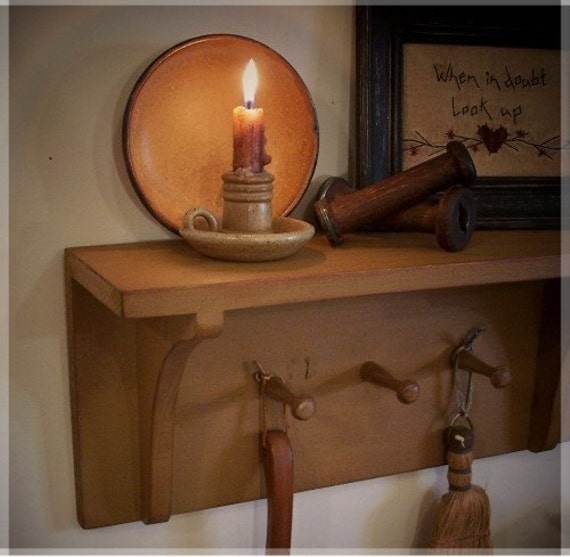 Items similar to Primitive Shaker Peg Shelf Farmhouse Tan / Color