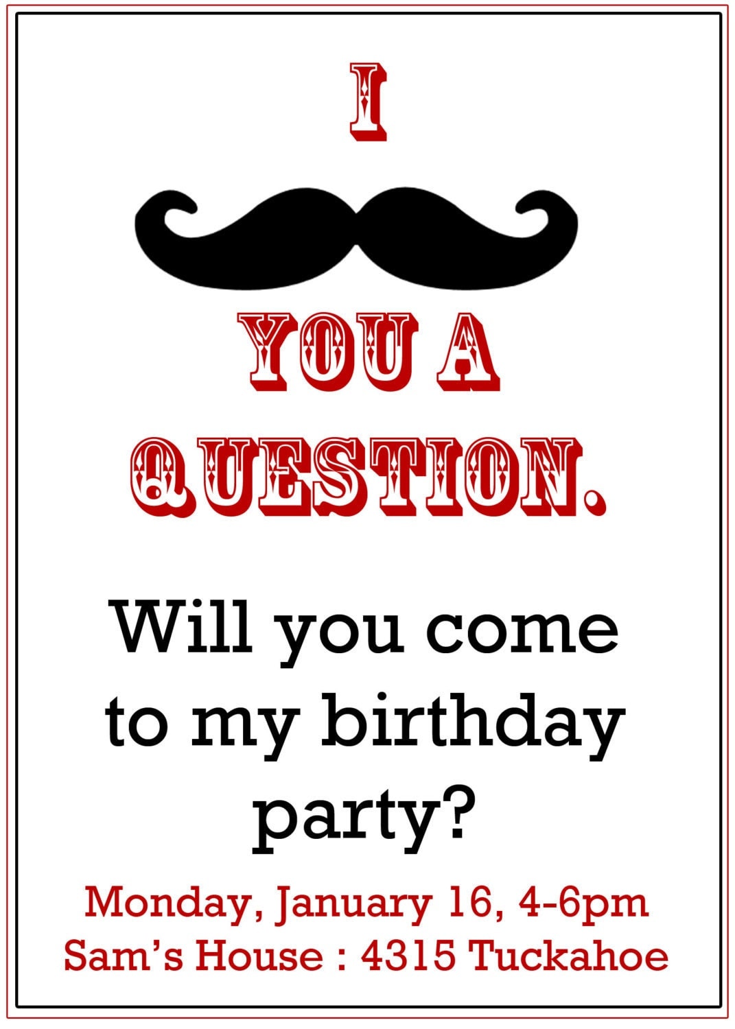 Moustache Birthday Invitations 7