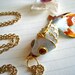 koi pond necklace - upcycled cloisonne koi fish and long gold rolo chain