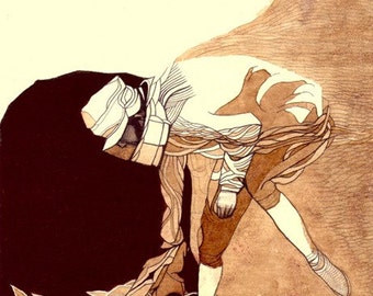 LOST 6x7 *SALE* (Giclée Print of Original Coffee + Ink + Pencil Drawing)