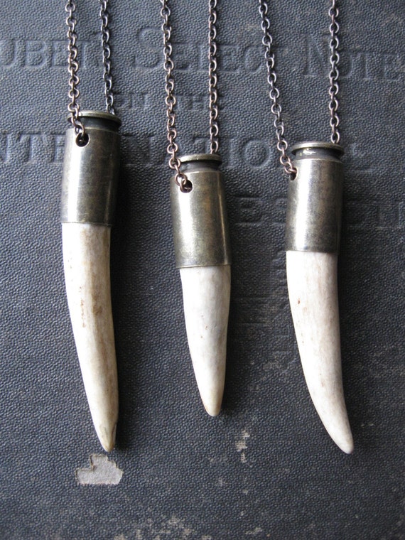 SALE Deer Antler Bullet Necklace Beastie