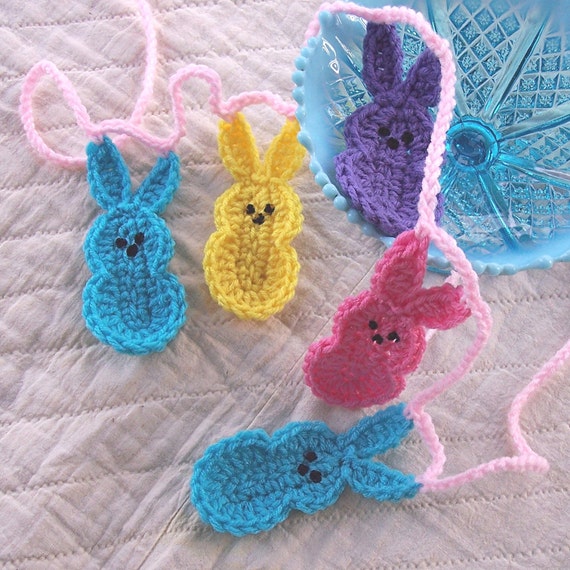 Crochet Bunny Garland Easter Bunny Marshmallow Peeps Garland