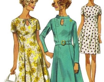 1960s Simplicity 8192 Mises Slimming Peekaboo Princess Seam Dress Pattern Womens Vintage Sewing Pattern Size 16 Bust 38