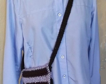 Stripe Crochet Purse--Pale Purple and Chocolate Brown Stripes