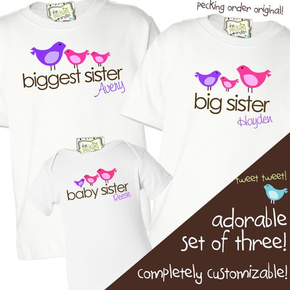big sister little sisters set of three matching sister shirts | Etsy