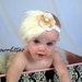 Cream Baby Feather Headband - Beige Newborn Headband - Toddler/Girl Flower & Feather Headband Fascinator Photo Prop
