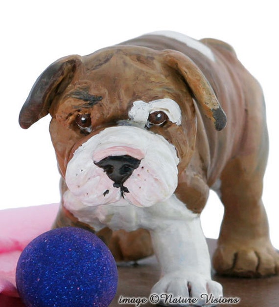 English Bulldog Art Polymer Clay Dog Sculpture Original Art