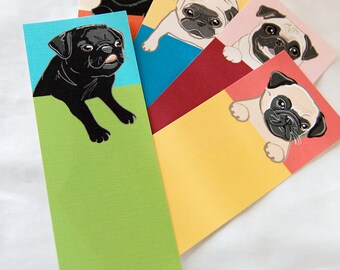 Pug Bookmarks - Eco-friendly Set of 5