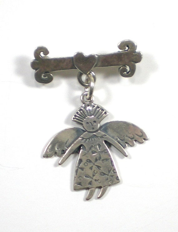 Angel Brooch Sterling Silver Pin Vintage Jewelry