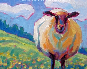 Sheep Print Silly Ewe Sheep Painting For The Fiber Addict