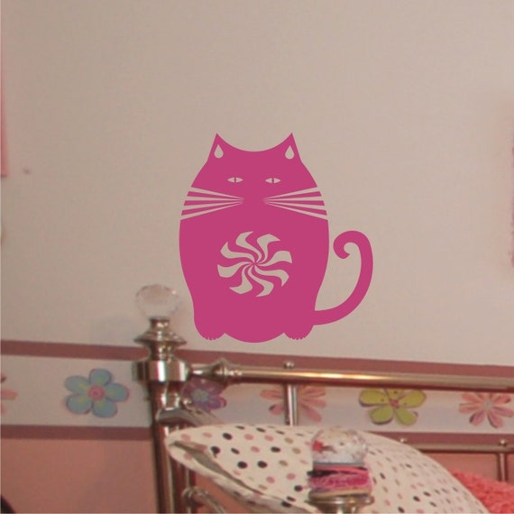 Items similar to Retro Kitty Fat Cat vinyl wall art decal sticker