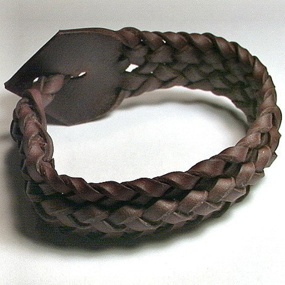 Men's Braided Leather Wristband Celtic Power Spanish