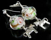 Horse earrings. Horses and lamp work glass beads