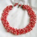 Vintage Red and Clear Lucite Beads Braid and Twist Necklace signed GERMANY