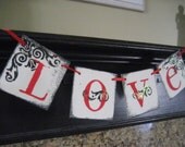 Valentine Decoration LOVE Red and Black Banner Garland Sign Il_170x135