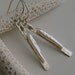 White stick pearl earrings, sterling silver, hammered