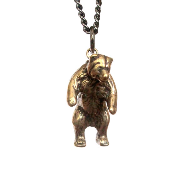 Standing Bear Necklace in Solid Bronze Grizzly Bear by mrd74