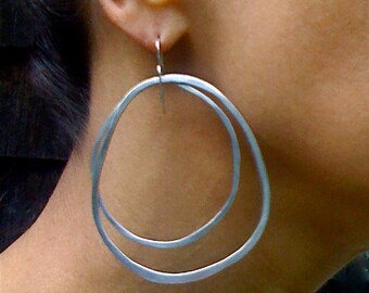 Extra Large Sterling Silver Hoop Earrings - Gypsy Chic and Rustic