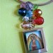 Sale- GUADALUPE Nicho on a Colorful Cluster Pendant- Day of the Dead inspired