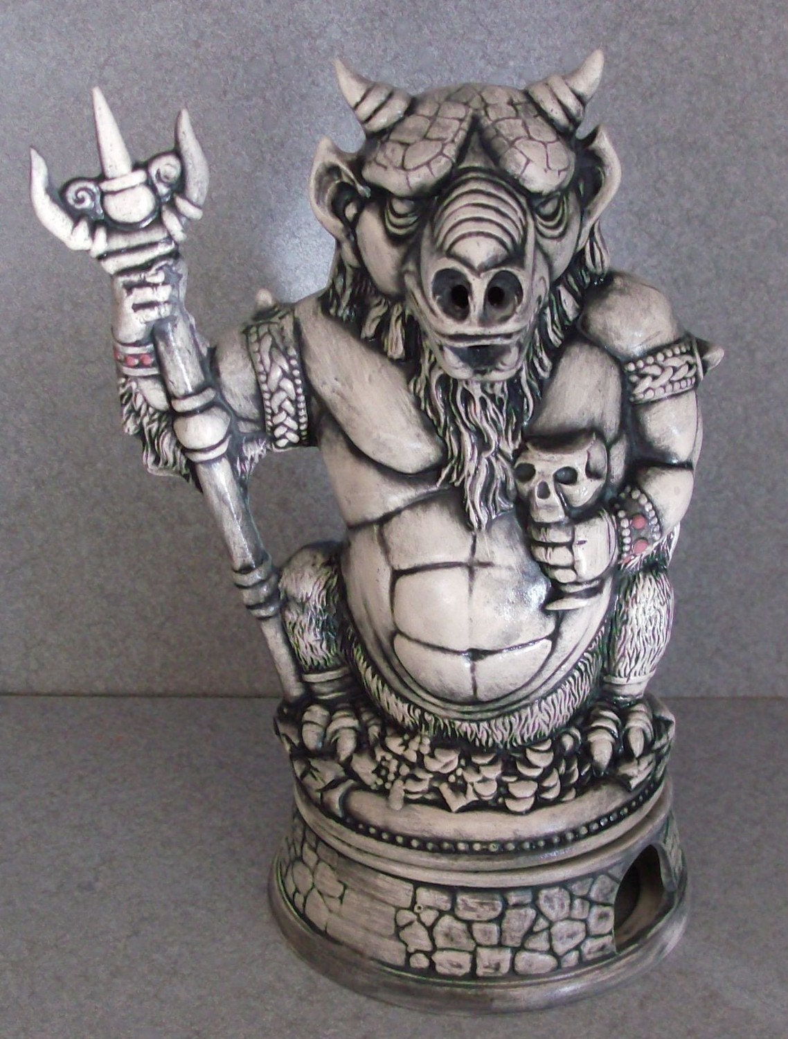 Demon Incense Burner with a skull Black and by SueSueSueCrafts