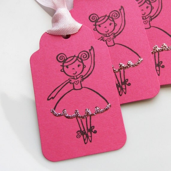 Ballerina Party Tags - Set of 6 - Custom Colors Available - Ballerina Gift Tags Ballet Birthday Party Favor Tags Il_570xn