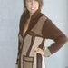 vintage cocoa leather jacket 1970s crochet patchwork free size unisex sweater coat
