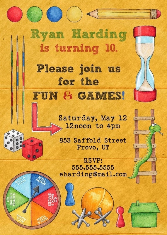 Items similar to Board Games Birthday Party Invitation -- Printable