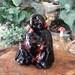 Black Lava Buddha Garden Statue - hand Painted Ceramic - Glazed Buddah budda Hoi Toi Zen art
