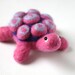 Needle Felted Turtle Figure / Pincushion - Cherri The Pink Turtle - Handmade 100% Wool and Glass Bead Eyes - CUSTOM ORDER