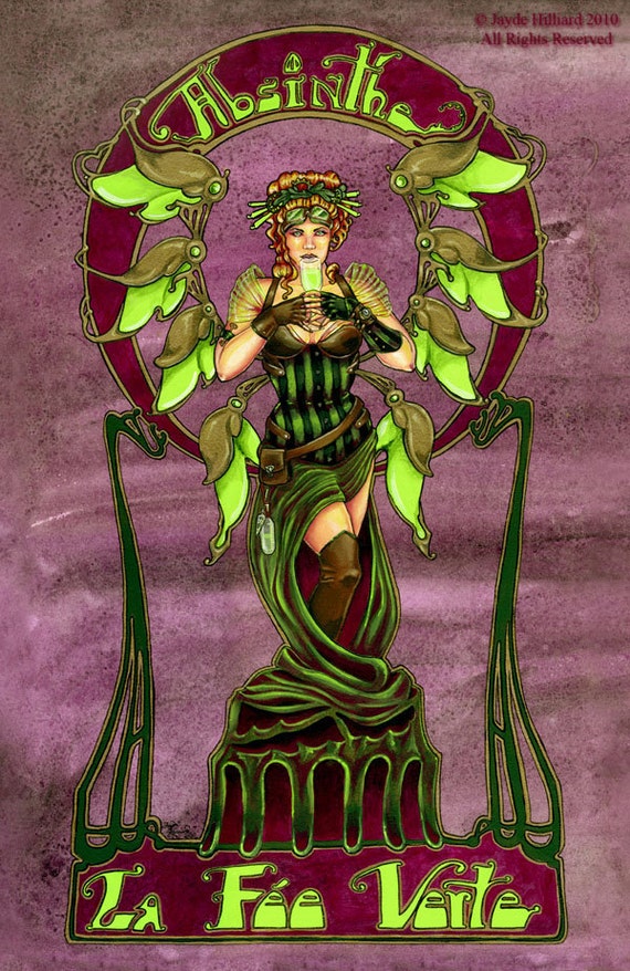 Steampunk Gothic Absinthe Art Noveau Fairy Art Print