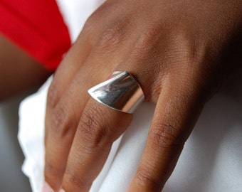 Wide Band Sterling Ring Soft Curve silver women's fashion sleek wide statement polished