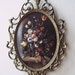 pair italian metal frames, convex glass, floral lithograph