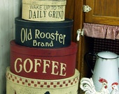 Old Rooster Brand Coffee primitive shaker style stacking boxes
