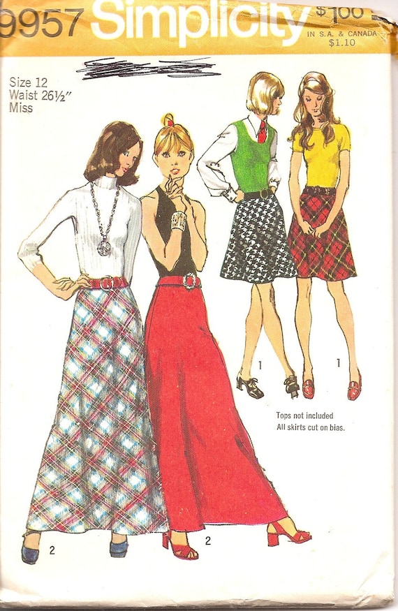 Vintage Sewing Pattern Maxi Skirt 1970s Simplicity by TenderLane