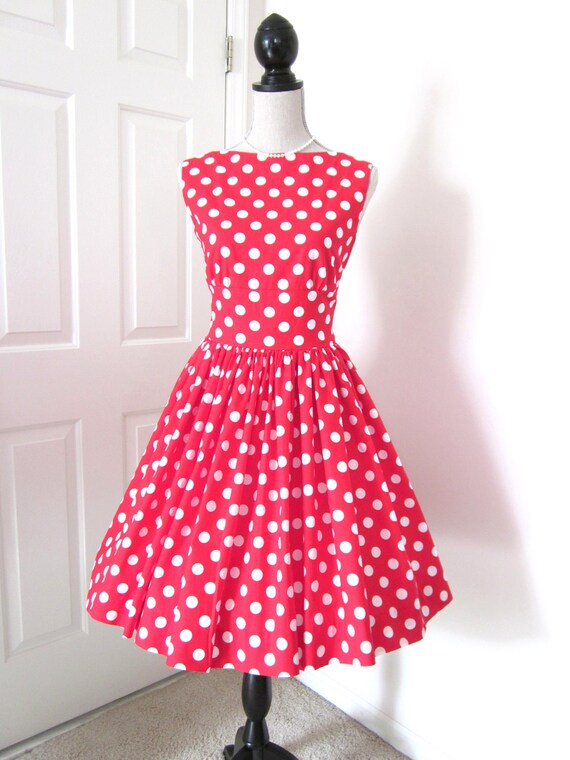 Vintage Style Polka Dot Midriff Dress by TenderLane on Etsy