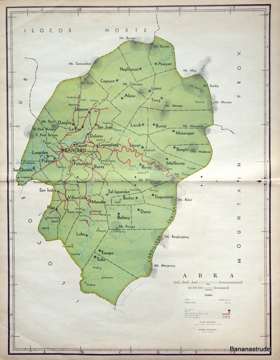 1959 Large Rare Vintage Map of Abra Province the by bananastrudel