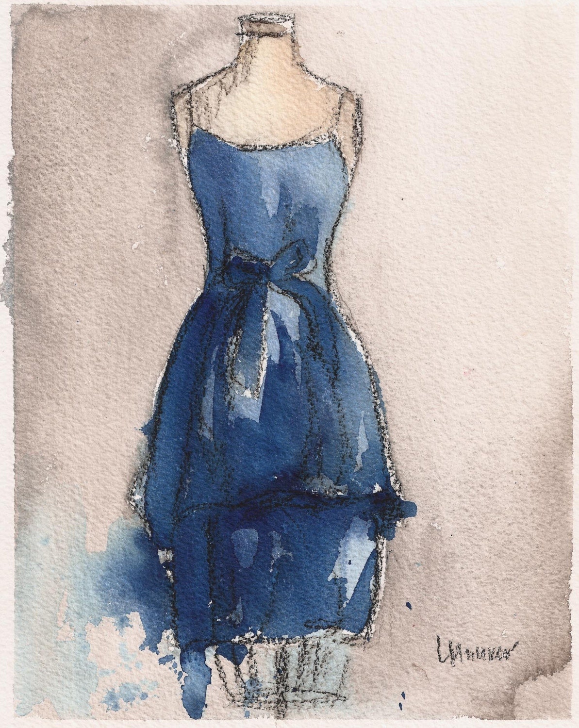 Print Watercolor and Charcoal Painting by LaurenMaurerStudio