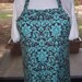 Plus Size Apron w/ 2 Pockets - Blue Chocolate Damask Teal Brown