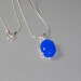 Blue Agate Cabochon Jumbo 18x13mm Pendant Necklace Sterling Silver Snake Chain & Bail Setting