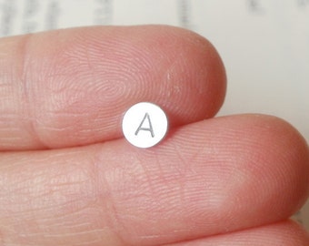 Personalized Initial Earring Studs In Sterling Silver, Message Earring Studs, Handmade