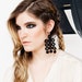 Lace and pompoms earrings - Edie - Black lace with black pompoms