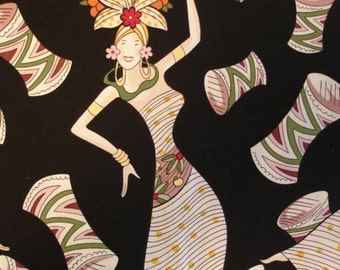 WOMEN FABRIC Alexander Henry Carmen Black 2004 Rare - 1 Yard - #L11