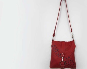 MESSENGER BAG - red leather bag - large messenger - customizable crossbody bag - large tote bag - large leather handbag - purse made in usa