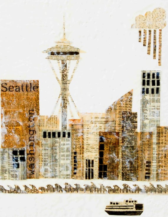 Items similar to Seattle Art Seattle Skyline Print Space Needle
