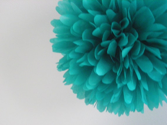 TEAL tissue paper pompom / fiesta wedding decorations / luau engagement party bridal baby shower / mermaid first birthday aisle marker poms Il_570xn