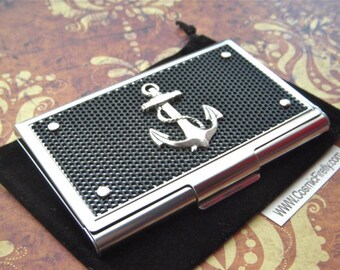 Steampunk Card Case Nautical Anchor Business Card Case Nautical Card Case Industrial Design Silver Anchor Case Popular Steampunk Accessories