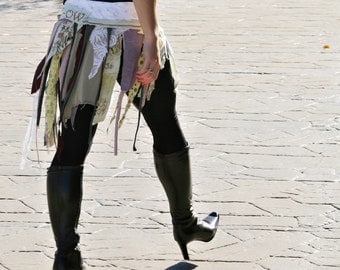 upcycled clothing . XS - M . tattered wrap skirt . the cats meow