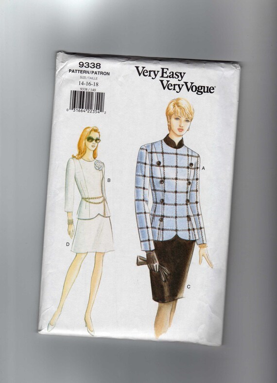 Very Easy Very Vogue Sewing Pattern 9338 Size 14 16 18 Misses