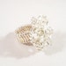 Large Flower Ring, Stretch Ring, Cocktail Ring, Statement Ring, White and Silver Stretch Band